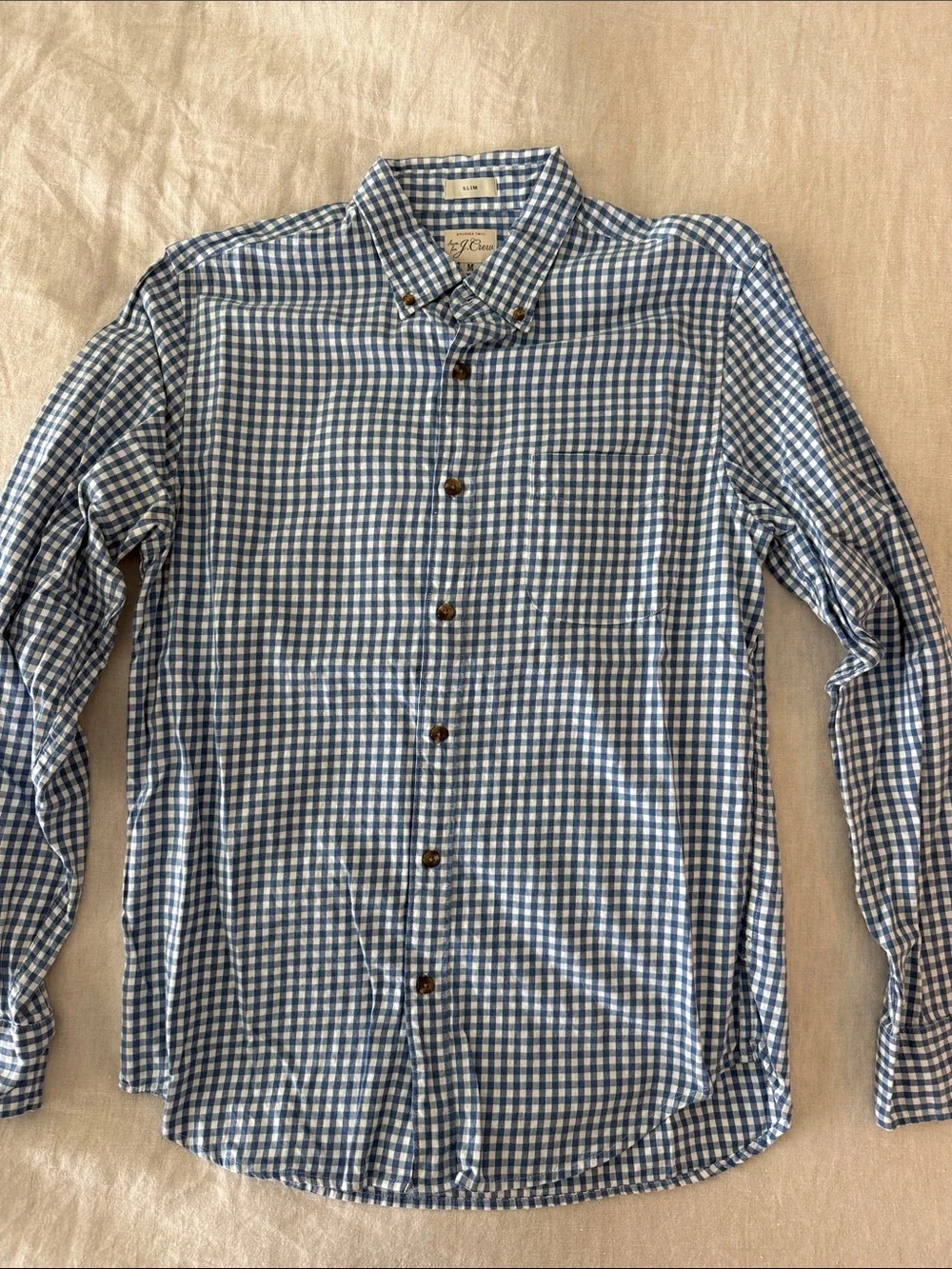 J. Crew Blue and White Gingham Button-Down Shirt - Men